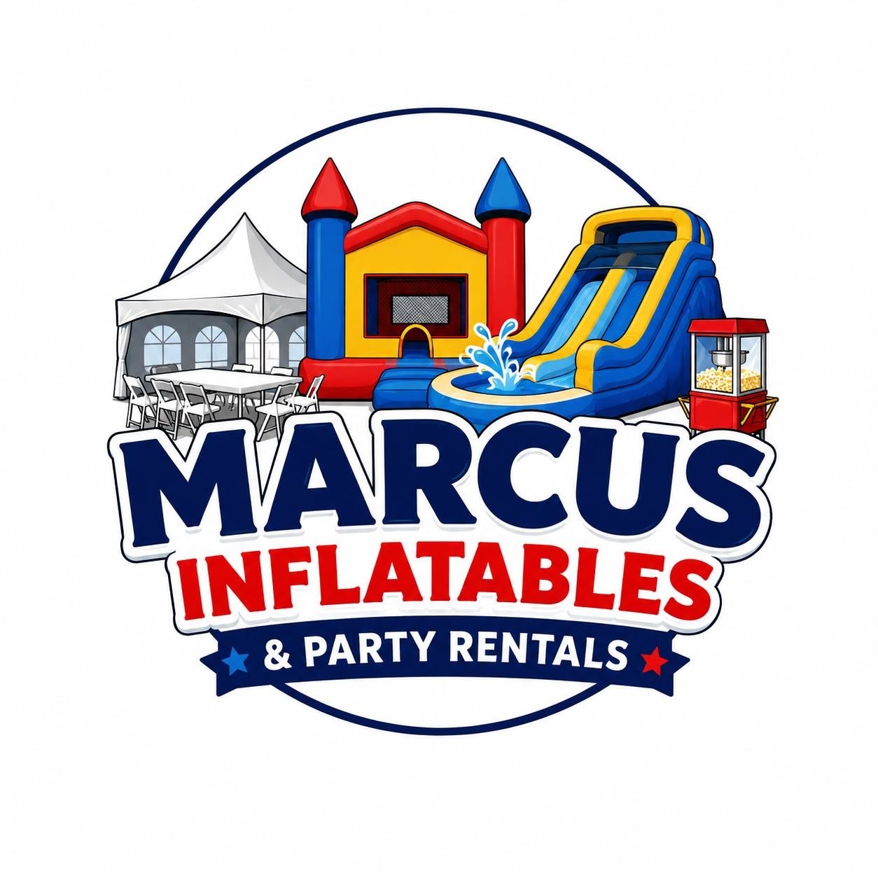 Marcus Inflatable and Party Rentals Logo
